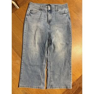 Judy Blue Wide Leg‎ Crop Fit Ankle High Rise Jeans Stretch Denim size 15/32
